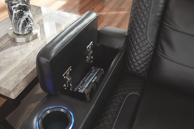 Signature Design by Ashley® Party Time Midnight Power Reclining Loveseat with Console and Adjustable Headrest-3