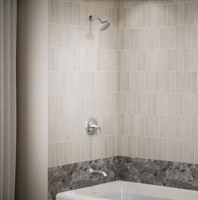 KOHLER® Buckley™ Rite-Temp® Polished Chrome Bath and Shower Trim Kit with Push-Button Diverter-1