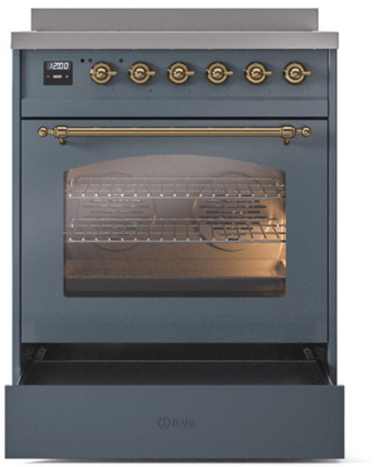 Ilve® Nostalgie II Series 30" Blue Grey Pro Style Induction Range-3