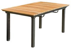 Furniture of America® Mackay Natural Teak Wood Outdoor Patio Dining Table with Gun Metal Base