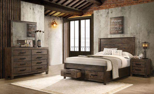 Coaster® Woodmont 4-Piece Rustic Golden Brown California King Storage Panel Bedroom Set-1