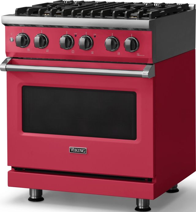 Viking® 5 Series 30" Valentine Pro Style Dual Fuel (NG) Range with Polished Chrome Trim-3