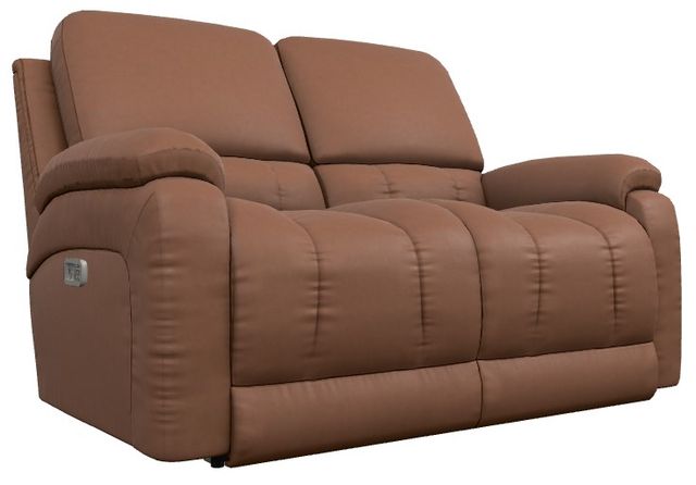 La-Z-Boy® Greyson Caramel Leather Power Reclining Loveseat with Headrest and Lumbar-0