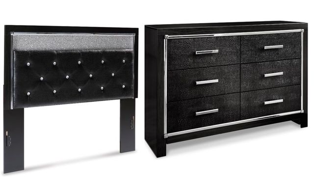 Signature Design by Ashley® Kaydell 2-Piece Black Queen Upholstered Panel Headboard Bedroom Set-0