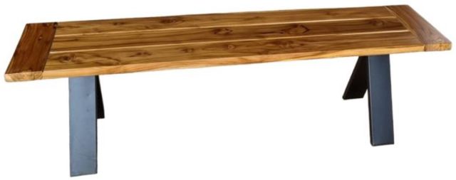 Home Trends & Design Artemis Natural Metal/Teak Small Patio Bench-0