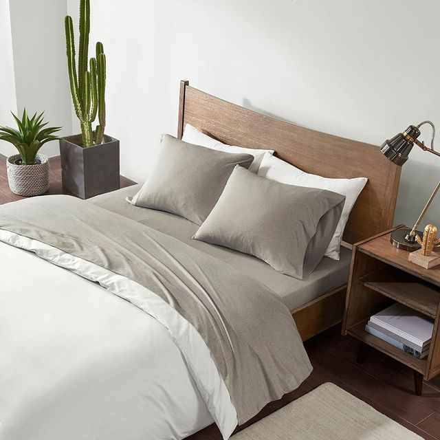 Olliix by INK+IVY Grey King Cotton Jersey Knit All Season Heathered Sheet Set-2