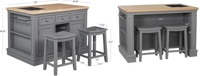 Powell® Penda Gray Kitchen Island with Stools-2
