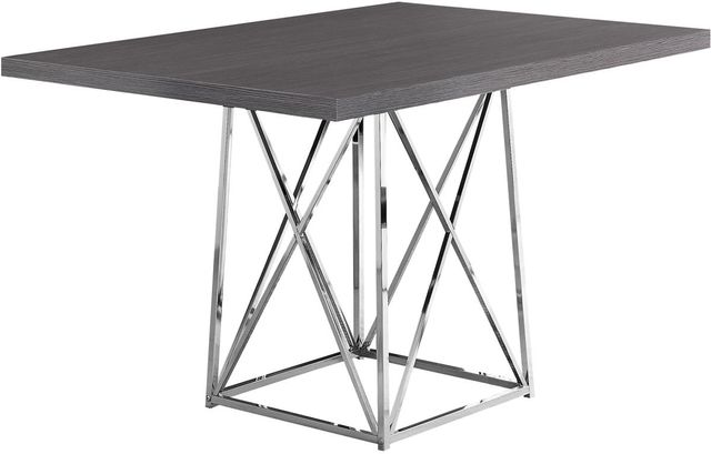 Monarch Specialties Inc. Grey Top Dining Table with Chrome Base