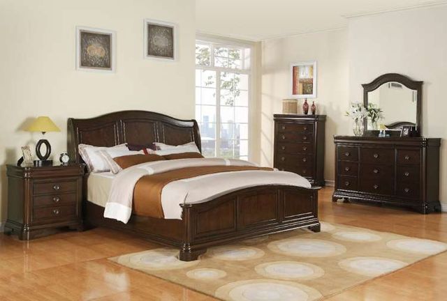 Elements International Cameron 4-Piece Cherry King Panel Bedroom Set-4