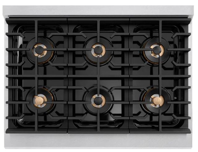 ZLINE Autograph Edition Paramount 36" 5.2 Cu. Ft. Satin Stainless Steel Gas Range with 6 Burner DuoPro™ Cooktop, Convection Gas Oven, White Matte Door and Matte Black Accents-2