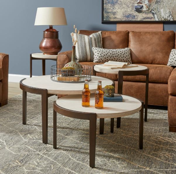 Flexsteel® Palette Beige Short Bunching Table with Brown Base-1