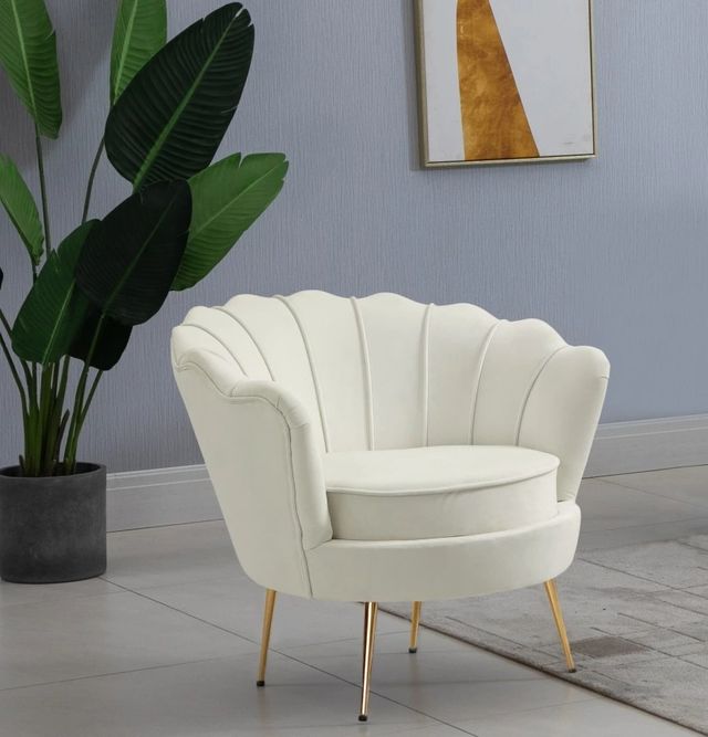 Meridian Furniture Gardenia Cream Velvet Chair-1