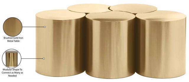 Meridian Furniture Dimple 5-Piece Gold 20" Modular Nesting Coffee Table Set-3