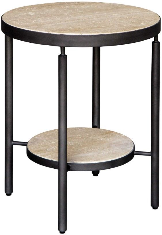 Uttermost® Dauntless Matte Black Travertine Side Table-0