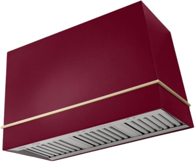 AGA Loge 48" Cranberry Wall Mounted Range Hood  with Brushed Brass Trim-0