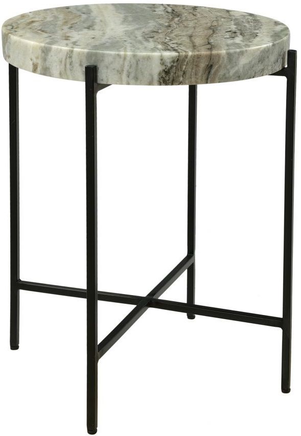 Moe's Home Collection Cirque Light Brown Marble Round Accent Table with Black Iron Frame-1