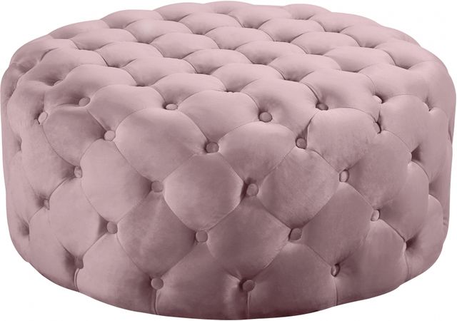 Meridian Furniture Addison Pink Velvet Ottoman-0
