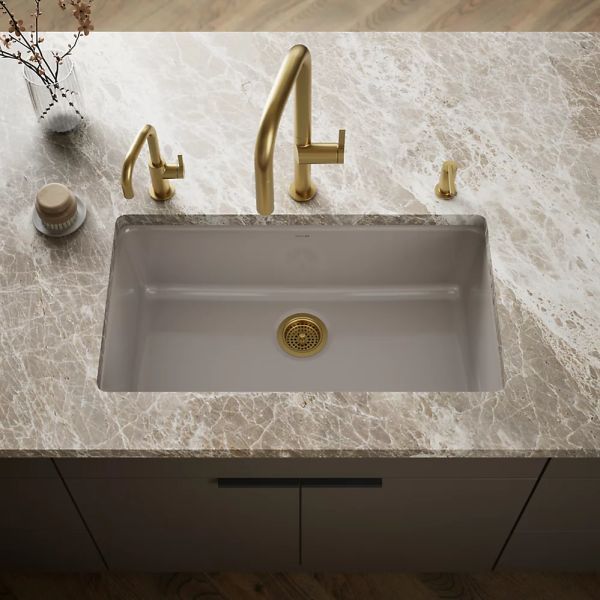 KOHLER® Iron/Tones® Truffle 33" Top/Undermount Single-Bowl Kitchen Sink-1