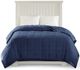 Olliix by Madison Park Navy Twin Windom All Season Hypoallergenic Microfiber Down Alternative Blanket with 3M Scotchgard-1