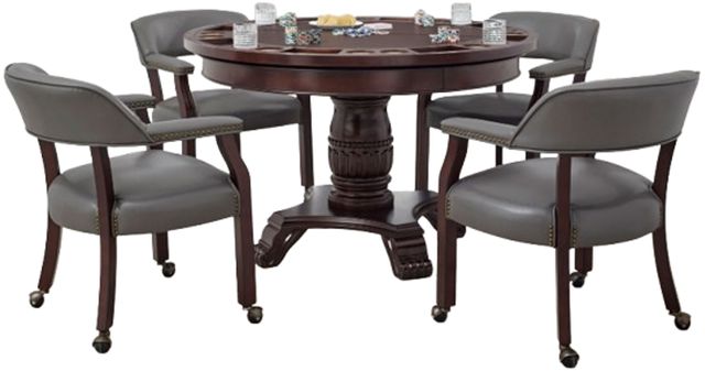 Steve Silver Co. Tournament 6-Piece Gray/Medium Cherry Game Table Set-0