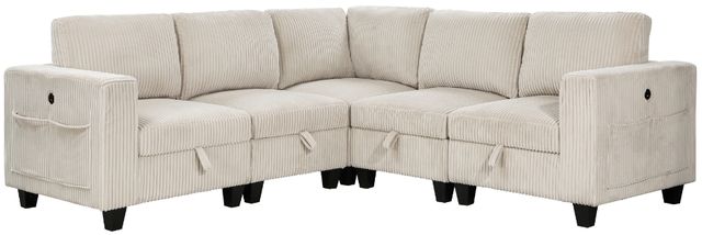 Homelegance® Walterboro 5-Piece Beige L-Shape Sectional with Storage-0