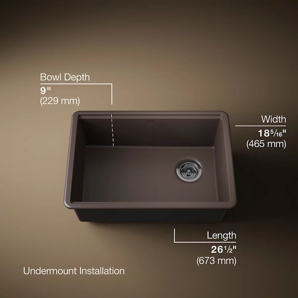 KOHLER® Billings® Matte Brown 27" Undermount Single-Bowl Kitchen Sink-2