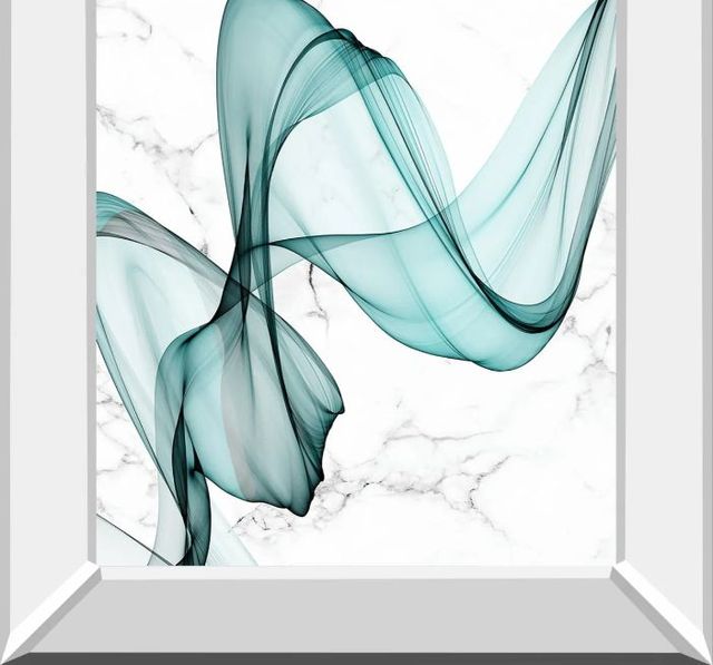 Classy Art Teal Ribbons I by Irena Orlov Mirror Framed Wall Art-1