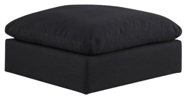 Meridian Furniture Comfy Black Linen Textured Ottoman-0