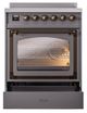 Ilve® Nostalgie II Noblesse 30'' Graphite Matte Pro Style Induction Range with Burnished Trim-3