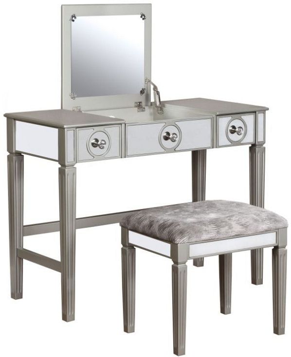 Linon Madison 2-Piece Silver Vanity Set-0