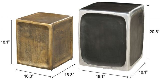 Zuo® Modern Brics 2-Piece Black/Gold/White Side Table Set-1