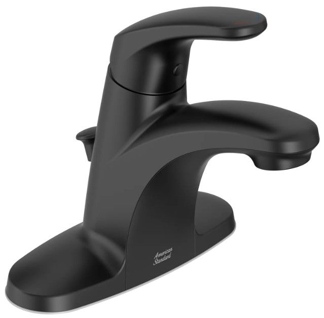American Standard Colony® PRO Matte Black 4" Centerset 2-Handle Bathroom Faucet with Drain-0