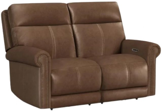 Flexsteel® Alexander Khaki Brown Power Reclining Loveseat with Power Headrest and Lumbar-0