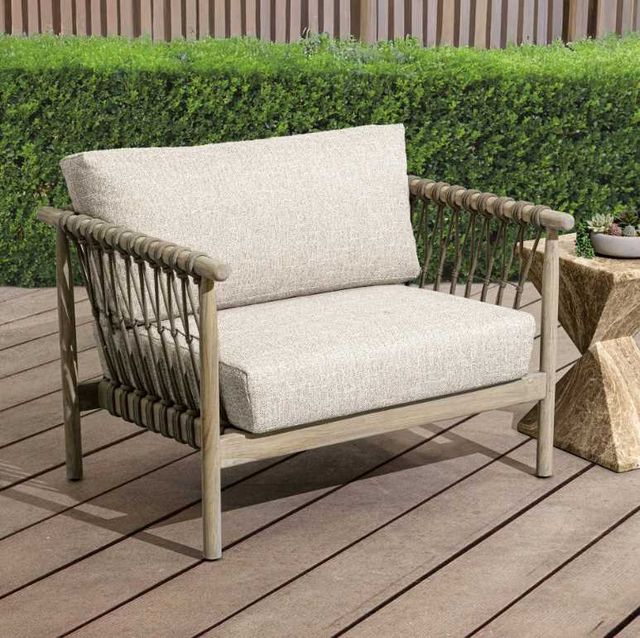 Classic Home Leo Taupe Teak Wood Outdoor Accent Chair-1