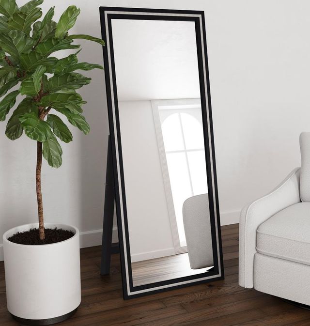 Coaster® Windrose Black Standing Mirror with Tempered LED-1
