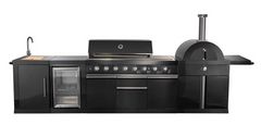 FORNO® Alta Qualita 4 Burner 145" Black Outdoor Kitchen Kit