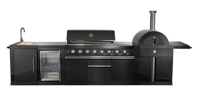 FORNO® Alta Qualita 4 Burner 145" Black Outdoor Kitchen Kit