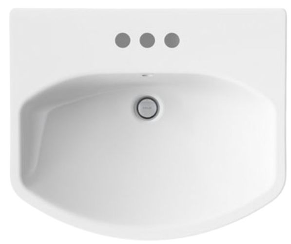 Kohler Cimarron® White 22.75" Centerset Faucet Holes Rectangular Pedestal Bathroom Sink-1