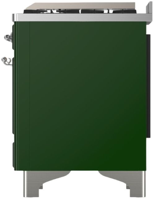 Ilve® Majestic III 60" Emerald Green Pro Style Dual Fuel Liquid Propane Range with French Top and Chrome Trim-3