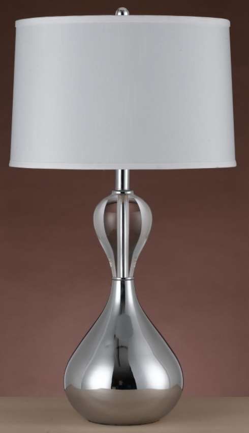 Cal® Lighting & Accessories Ozark Chrome/Light Gray Table Lamp-0