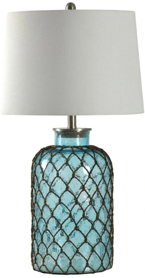 StyleCraft Montego Bay Blue Seeded Glass Lamp-0