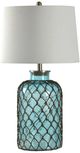 StyleCraft Montego Bay Blue Seeded Glass Lamp-0