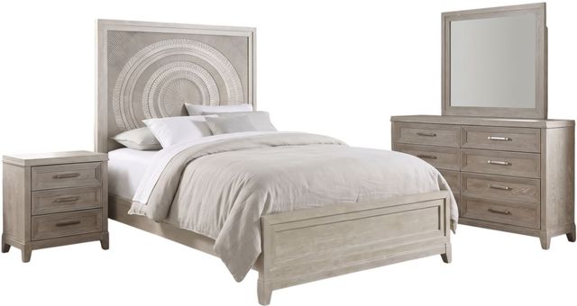 Liberty Furniture Belmar 4-Piece Silver Champagne/Washed Taupe Queen Panel Bedroom Set-0