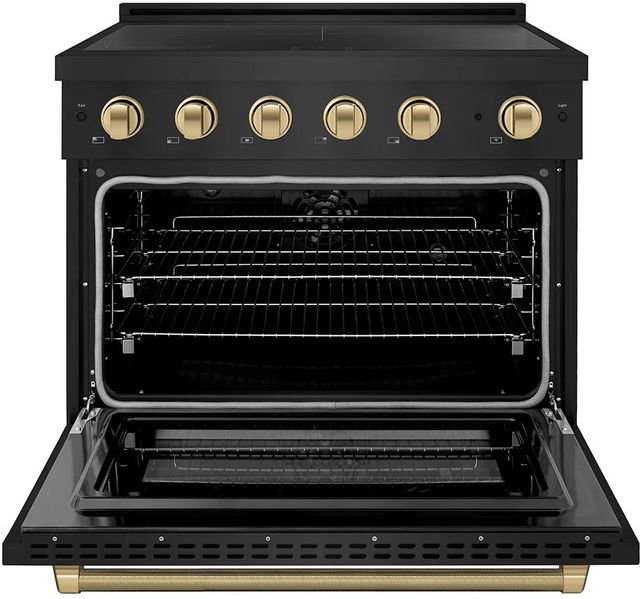 ZLINE Autograph Edition Paramount 36" Black Stainless Steel Pro Style Induction Range with Champagne Bronze Helix Handle & Accents-1