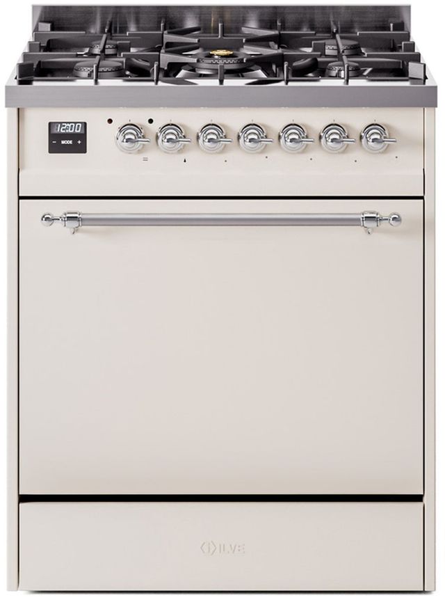 Ilve® Nostalgie II Series 30" Antique White Pro Style Dual Fuel Range-0