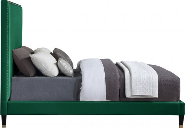 Meridian Furniture Harlie Green Velvet Queen Bed-2