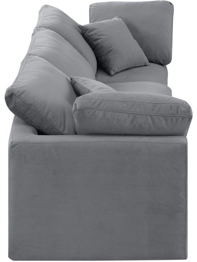 Meridian Furniture Indulge 3-Piece Gray Velvet Sofa -3