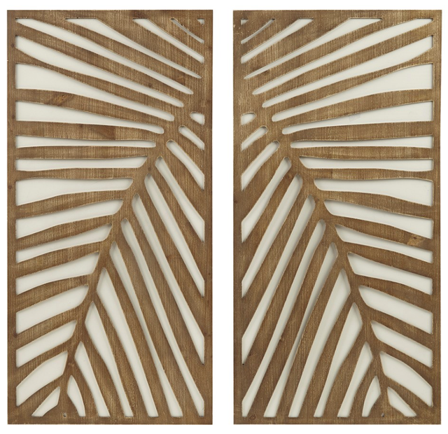 Olliix by Madison Park Birch Palms 2 Piece Dark Brown Carved Wall Panel Set-0