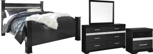 Signature Design by Ashley® Starberry 4-Piece Black Queen Poster Bed Set-0