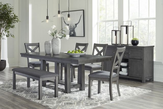 Signature Design by Ashley® Myshanna Antiqued Gray Dining Bench-2